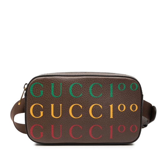 Gucci 100th Anniversary Textured Dollar Calfskin Logo Belt Bag