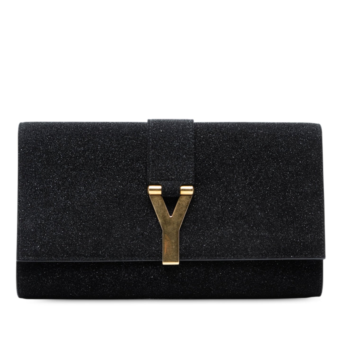 Saint Laurent Suede Shimmer Glitter Chyc Ligne Clutch