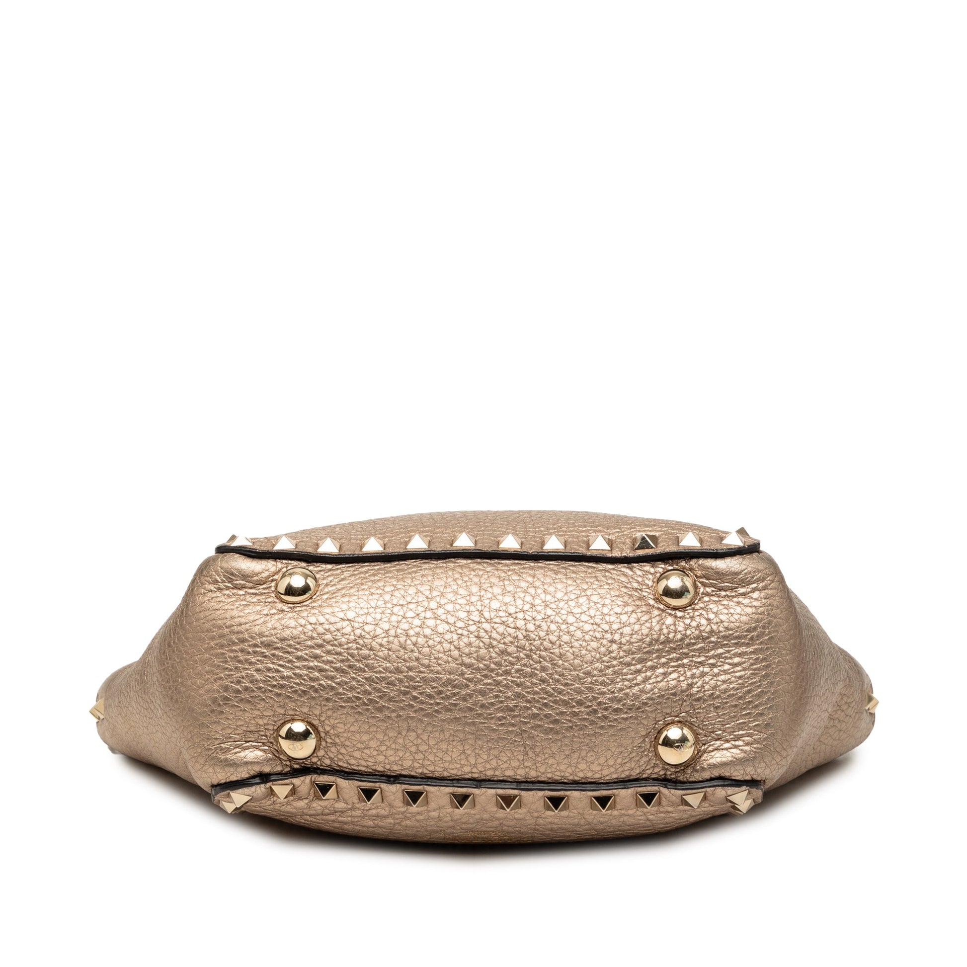 Valentino Mini Metallic Pebbled Calfskin Rockstud Trapeze Satchel