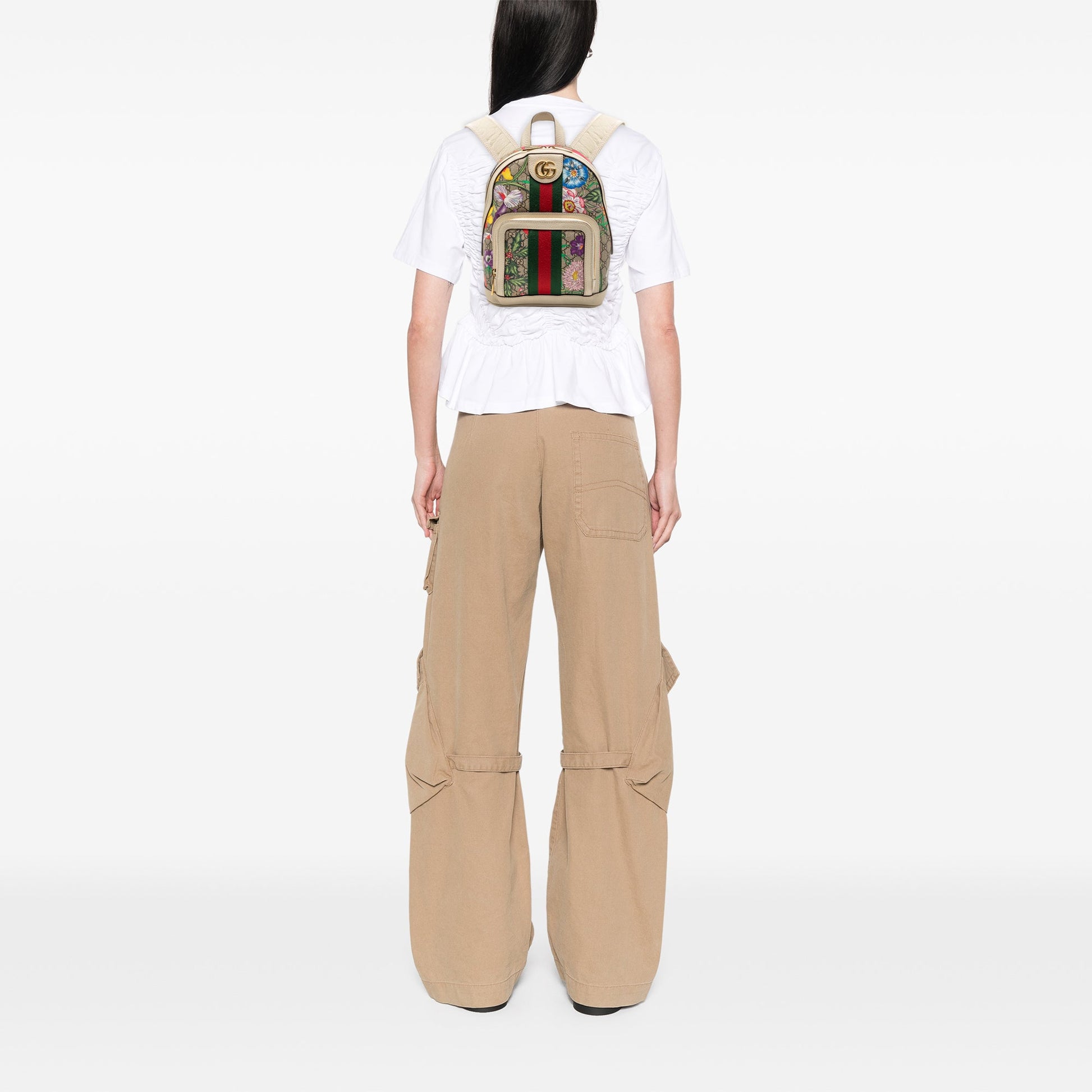 Gucci Small GG Supreme Flora Ophidia Backpack