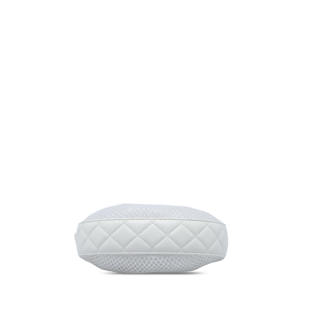 Chanel CC Mesh and Quilted Shiny Lambskin Chain Hobo — White