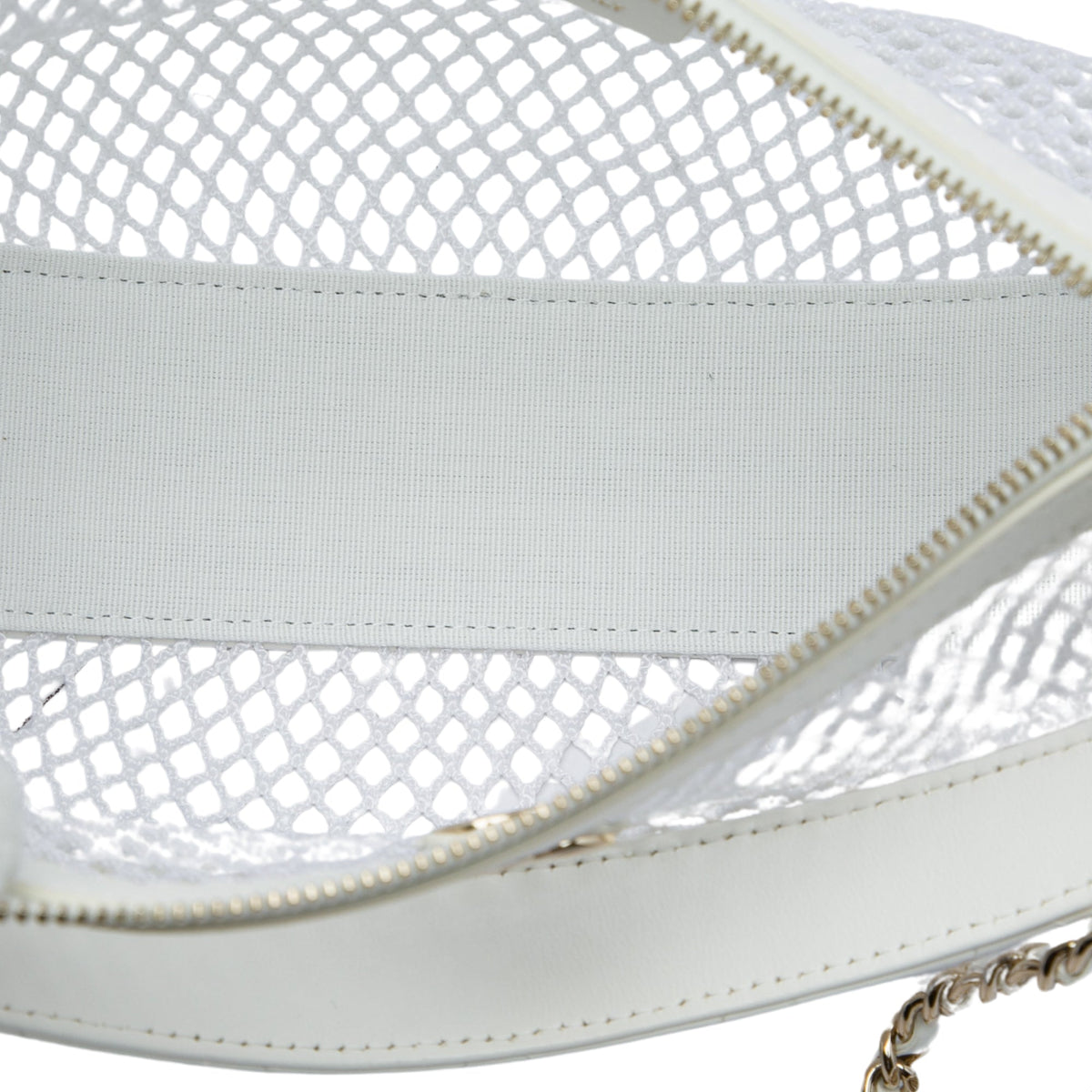 Chanel CC Mesh and Quilted Shiny Lambskin Chain Hobo — White