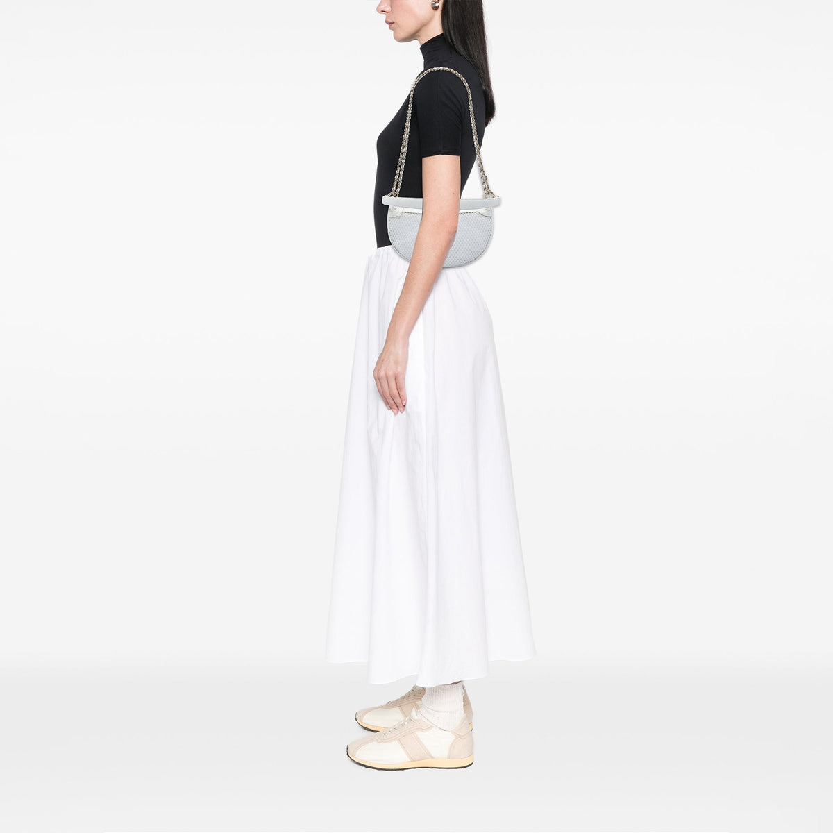Chanel CC Mesh and Quilted Shiny Lambskin Chain Hobo — White