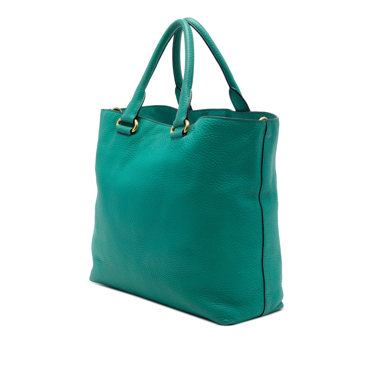 Prada Vitello Daino Front Zip Open Convertible Tote — Blue