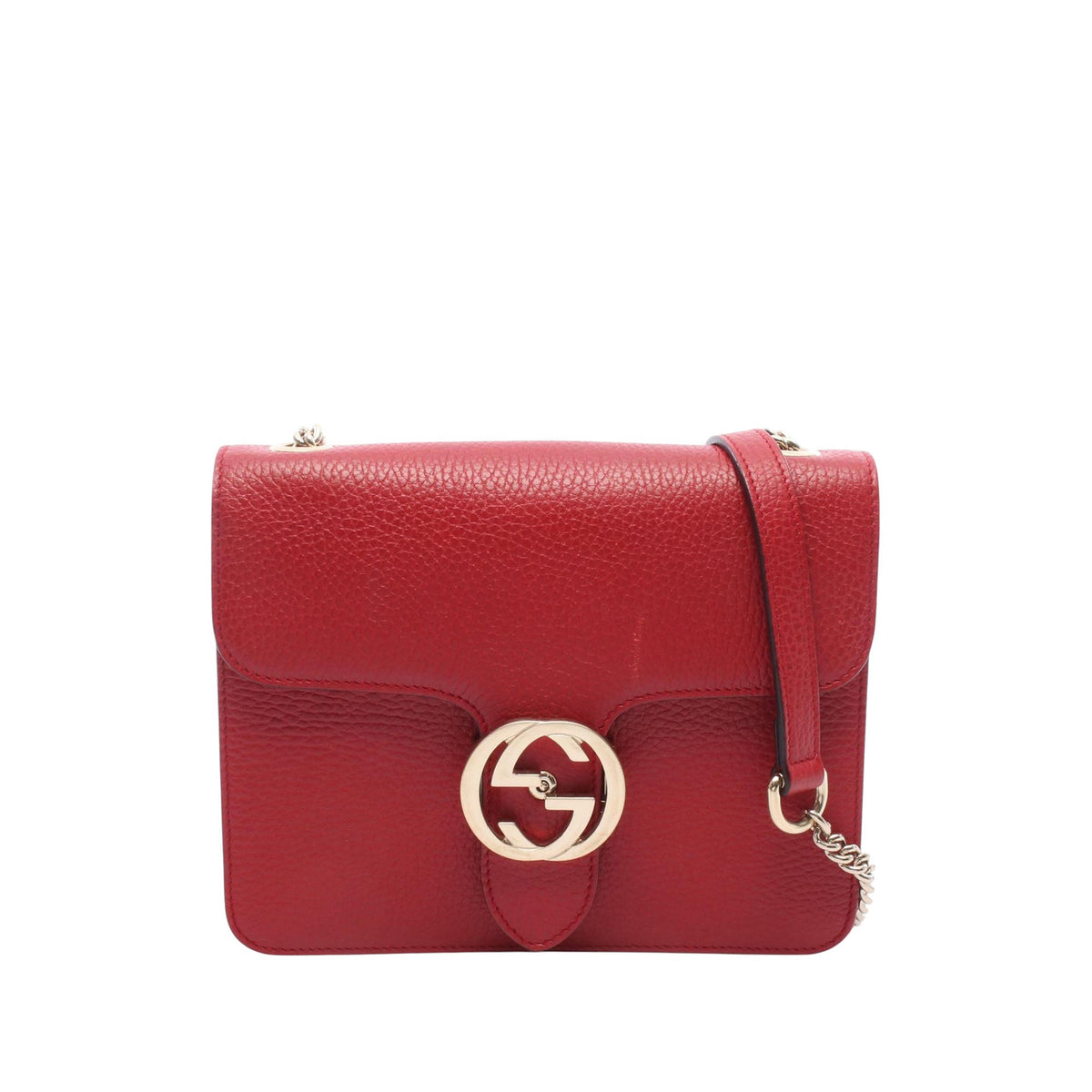 Gucci Small Dollar Calfskin Interlocking G Crossbody — Red