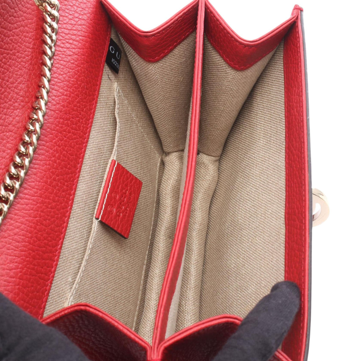 Gucci Small Dollar Calfskin Interlocking G Crossbody — Red