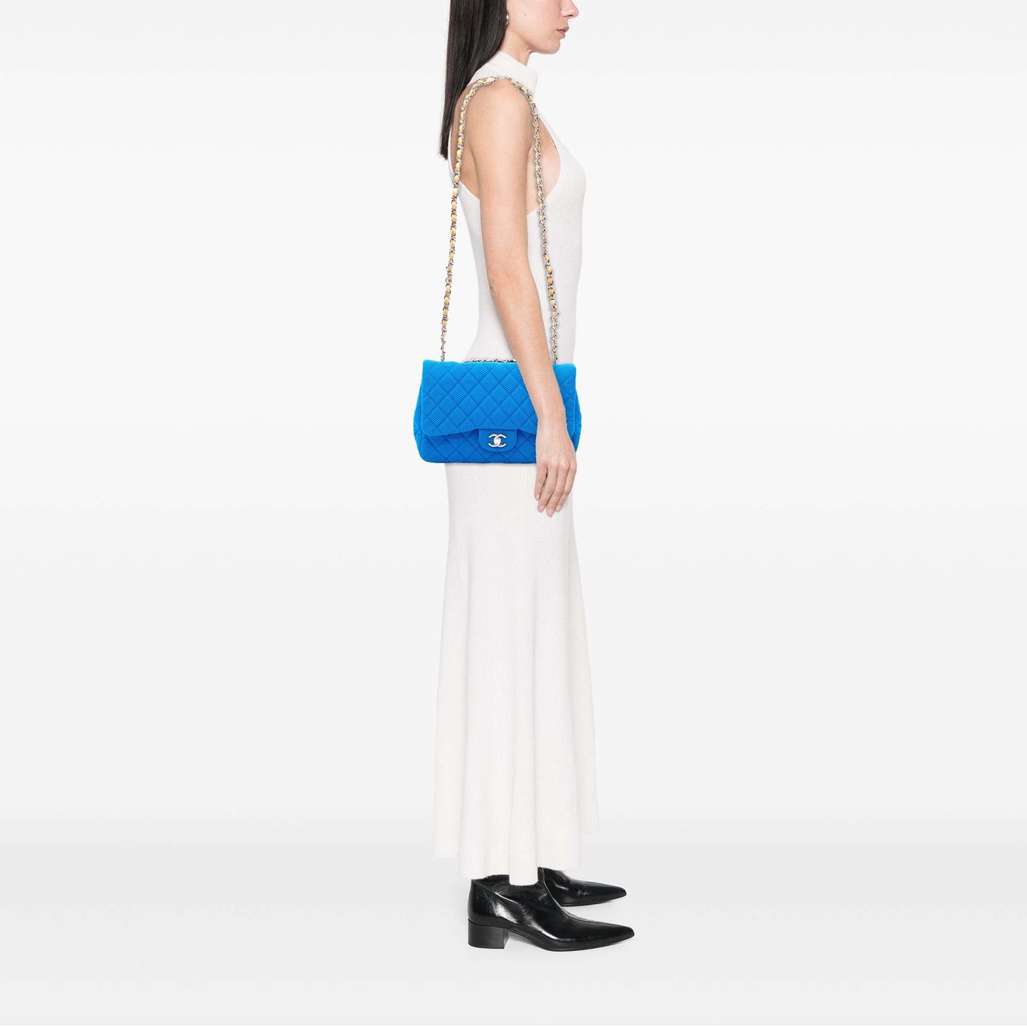 Chanel Jumbo Classic Perforated Jersey Single Flap