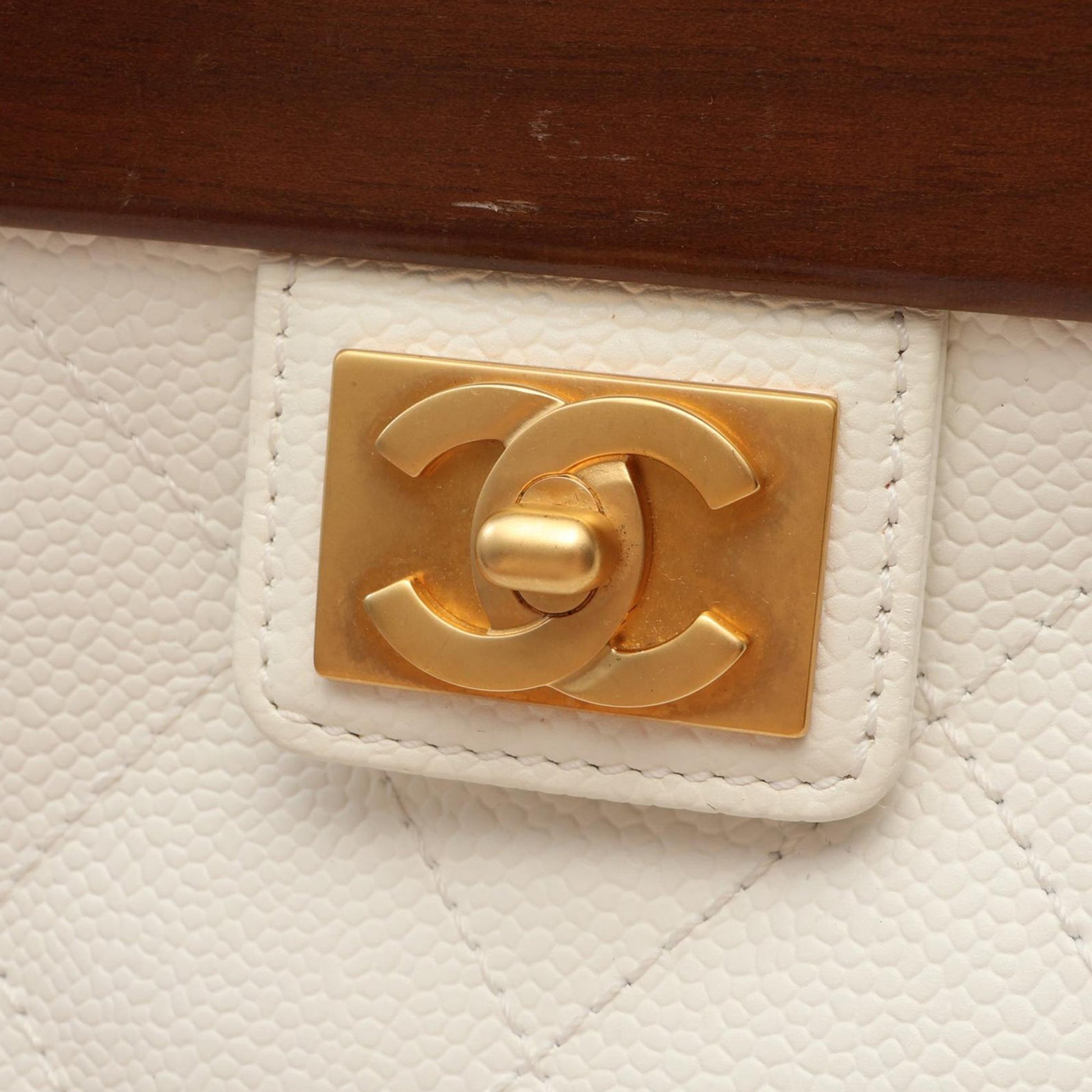 Chanel CC Quilted Caviar Wooden Bar Shoulder Bag