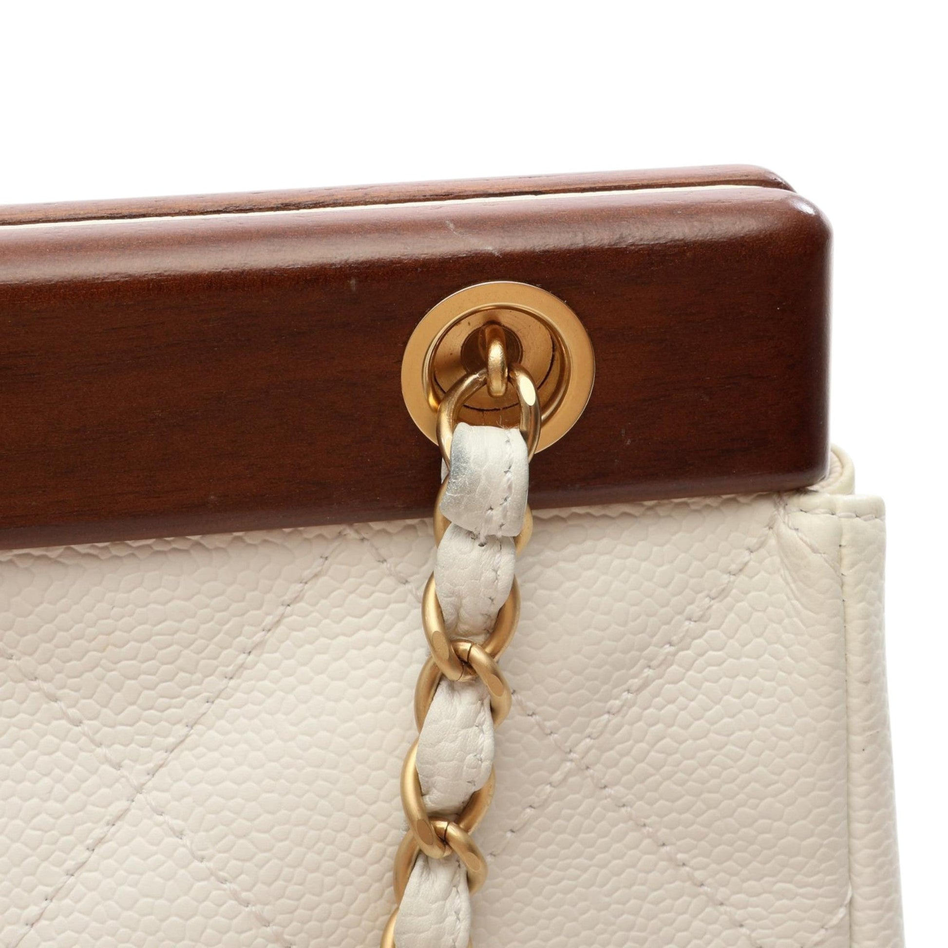 Chanel CC Quilted Caviar Wooden Bar Shoulder Bag