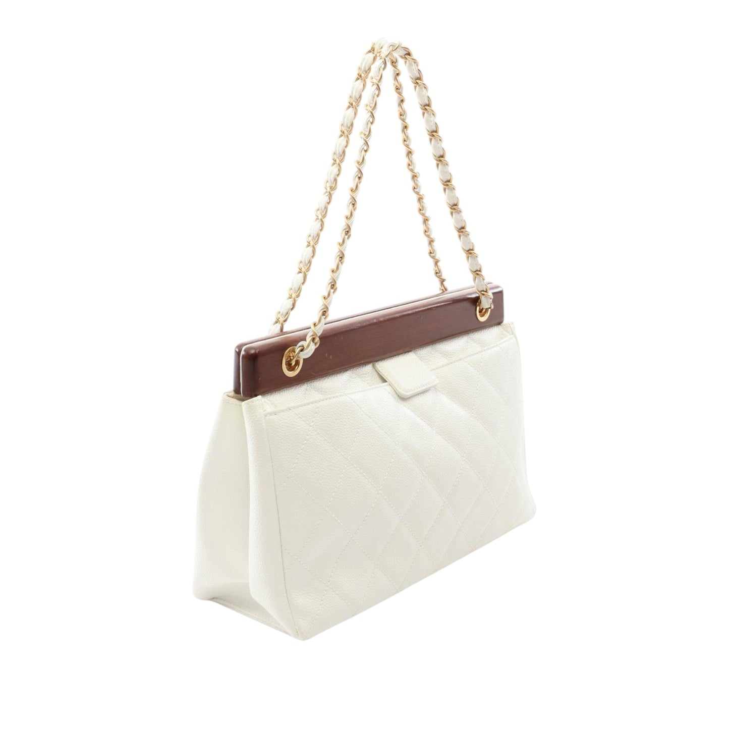Chanel CC Quilted Caviar Wooden Bar Shoulder Bag