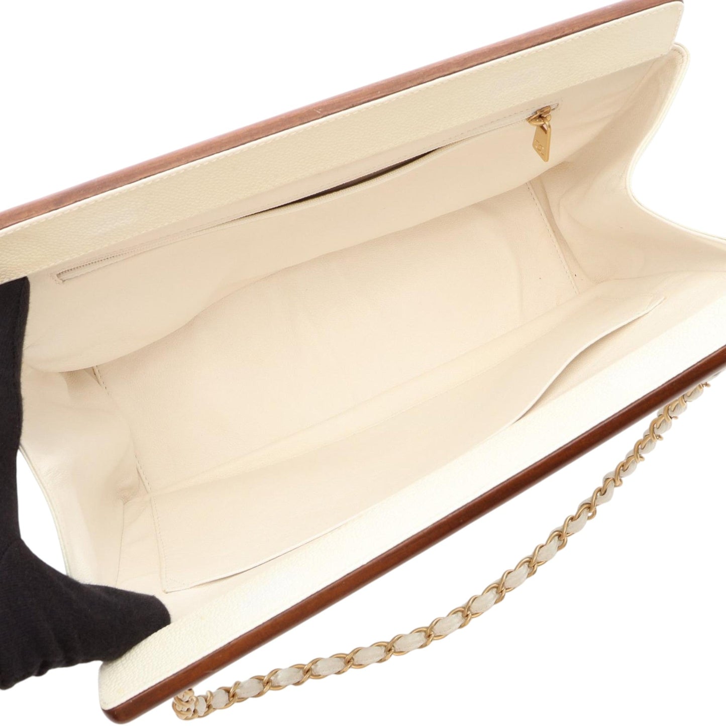 Chanel CC Quilted Caviar Wooden Bar Shoulder Bag