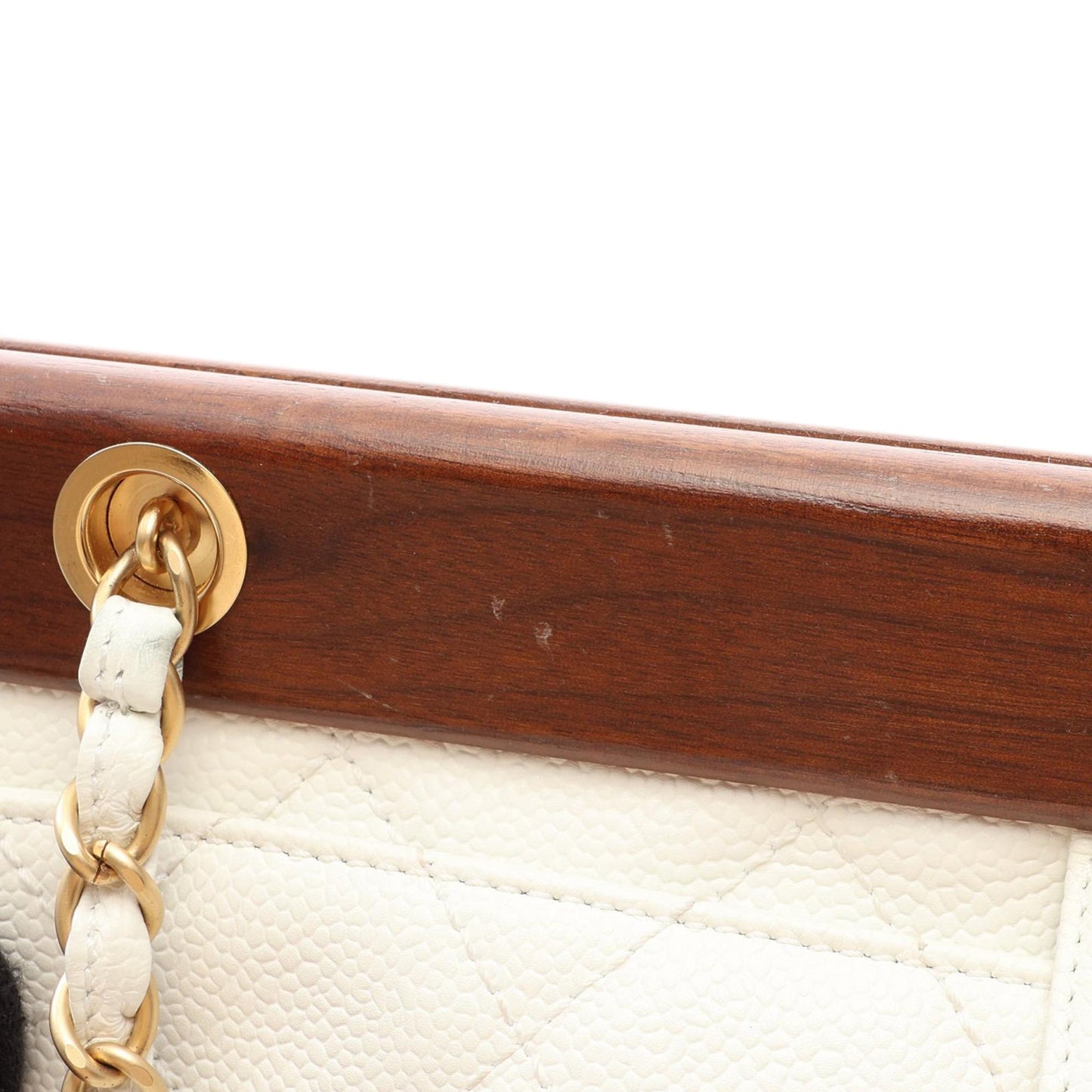 Chanel CC Quilted Caviar Wooden Bar Shoulder Bag