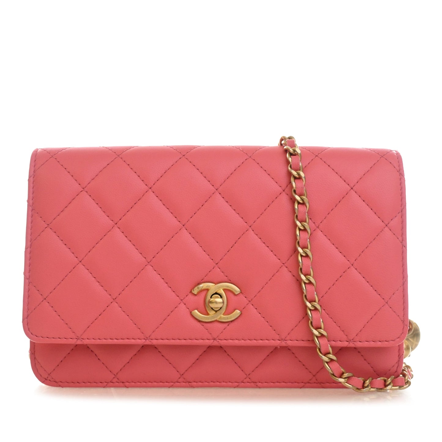 Chanel CC Quilted Lambskin Pearl Crush Wallet On Chain