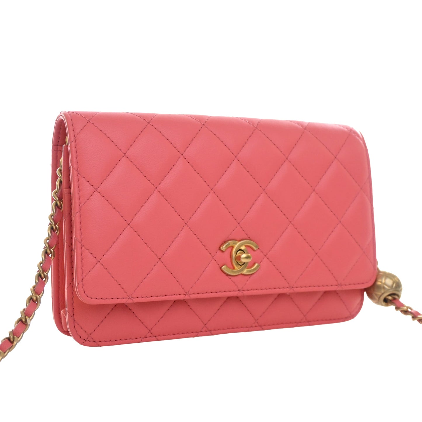 Chanel CC Quilted Lambskin Pearl Crush Wallet On Chain