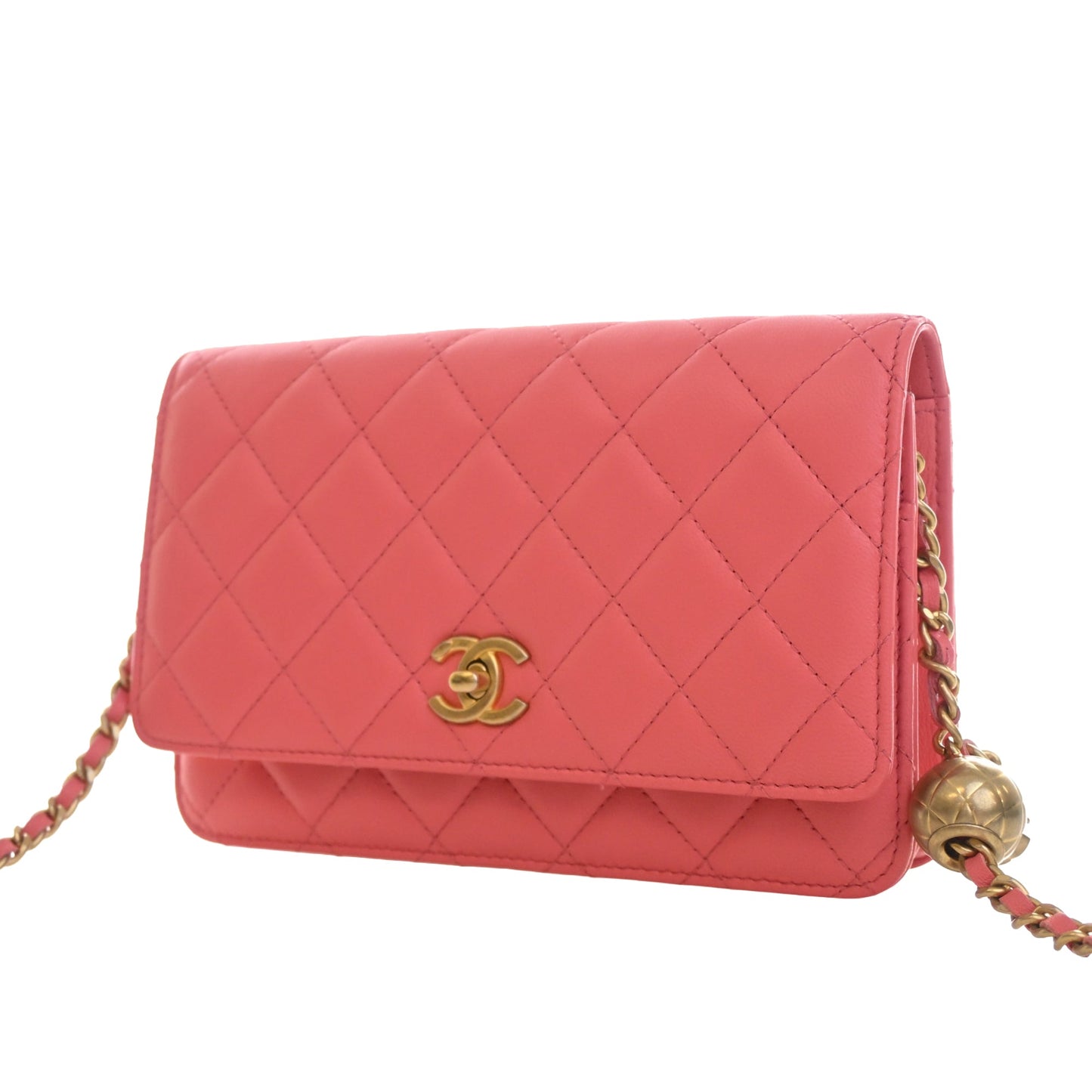 Chanel CC Quilted Lambskin Pearl Crush Wallet On Chain