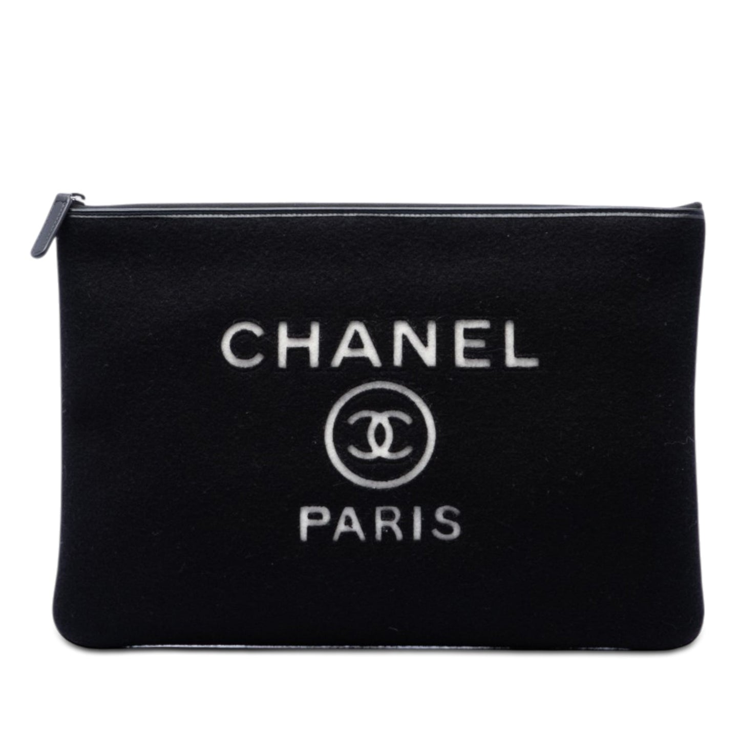 Chanel Large Wool Felt Deauville O Case Clutch