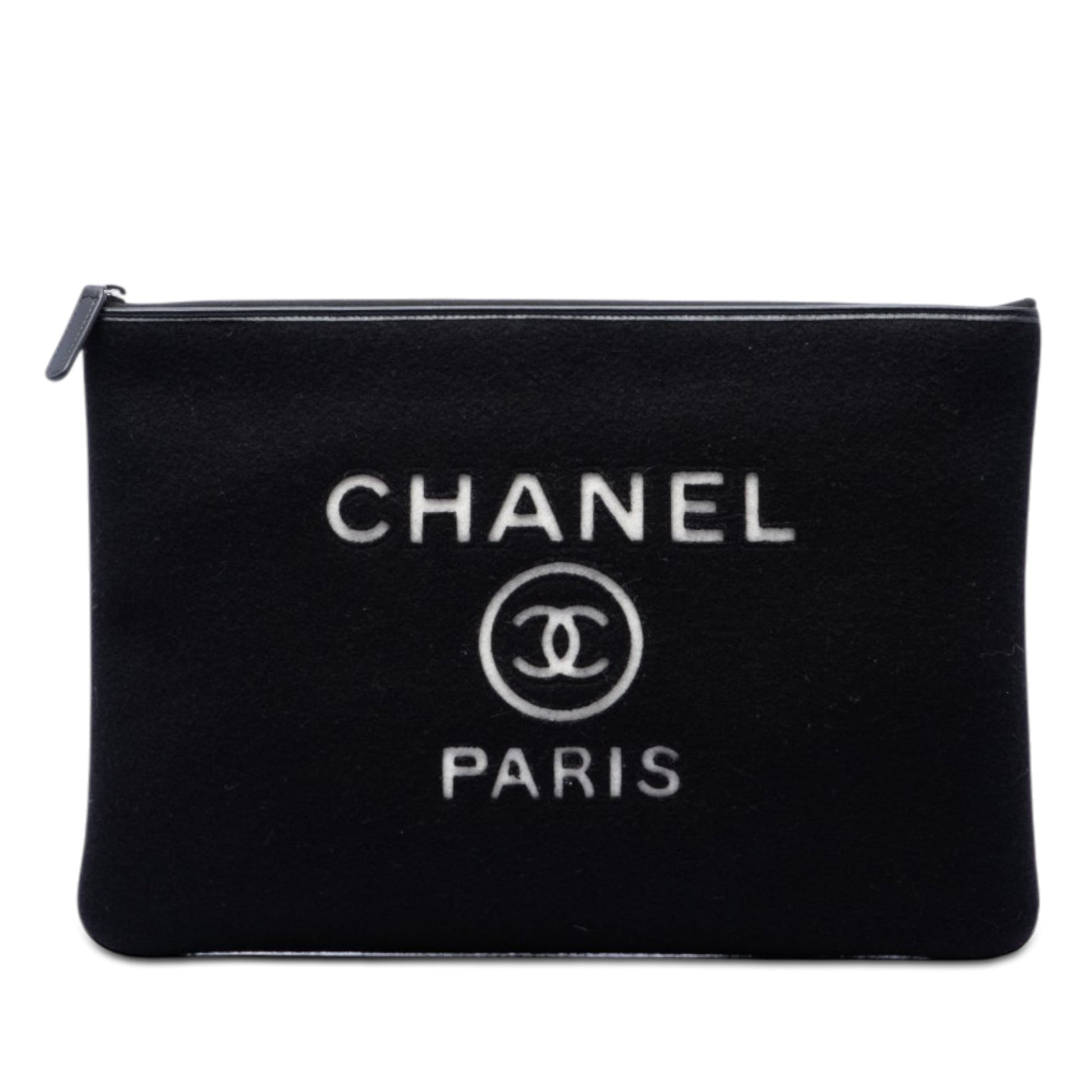 Chanel Large Wool Felt Deauville O Case Clutch