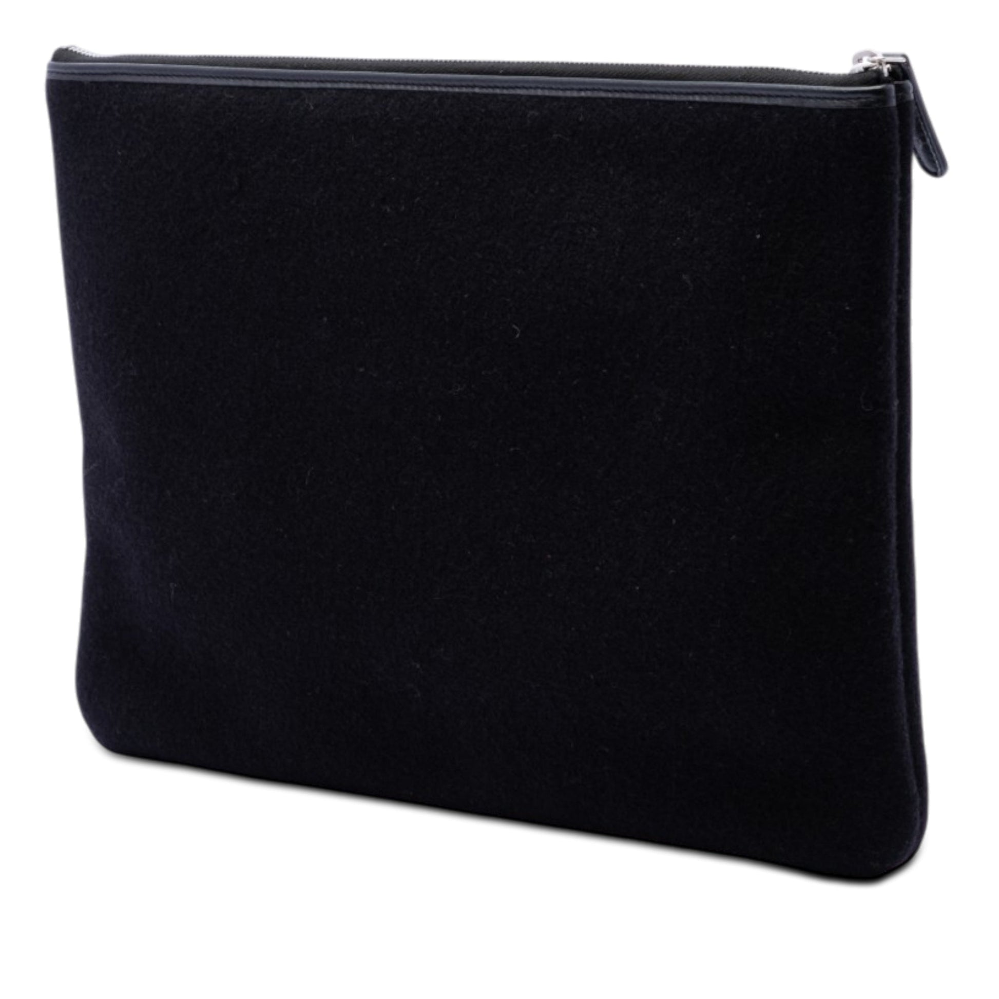 Chanel Large Wool Felt Deauville O Case Clutch
