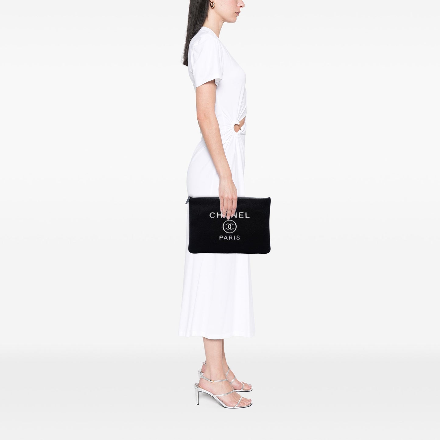Chanel Large Wool Felt Deauville O Case Clutch