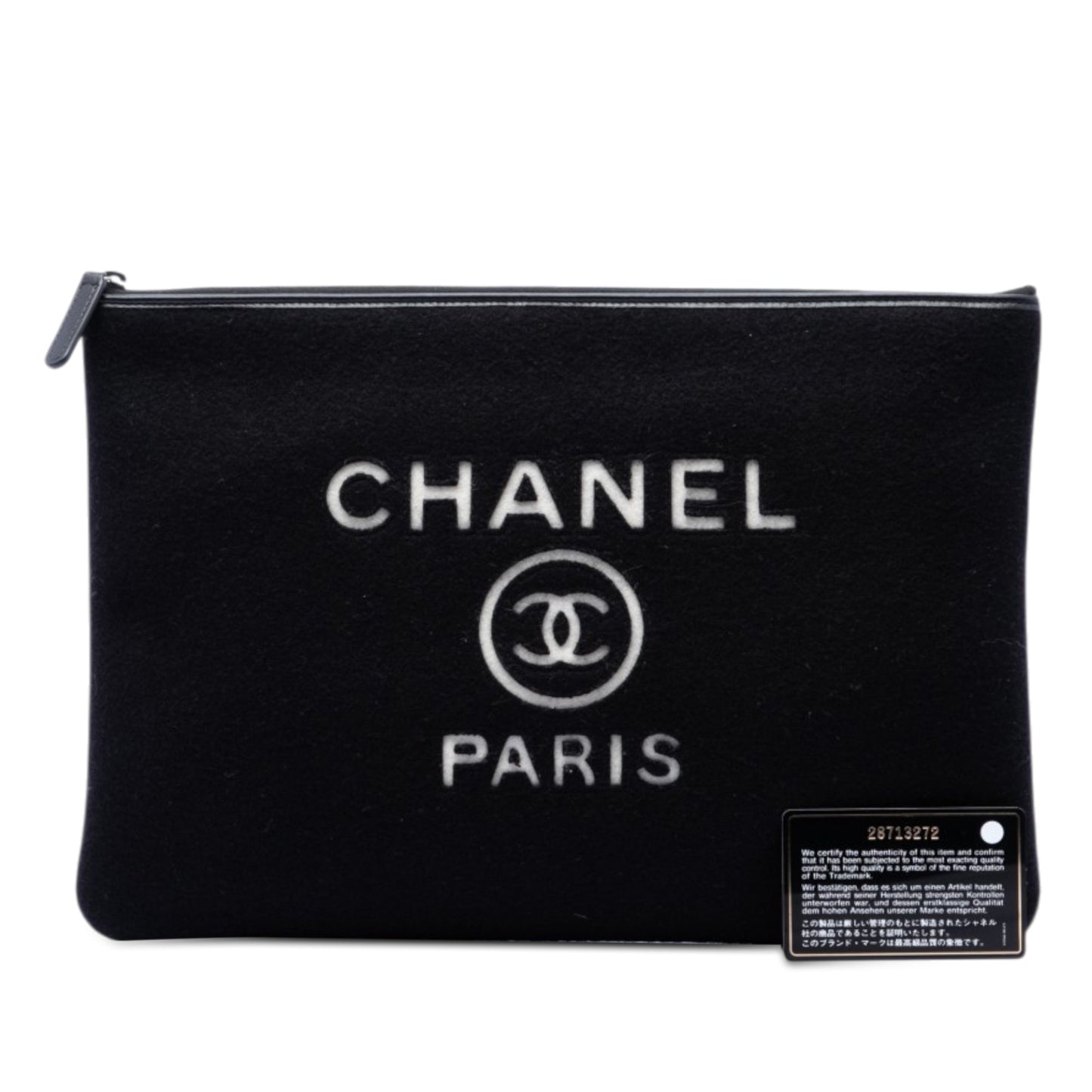 Chanel Large Wool Felt Deauville O Case Clutch