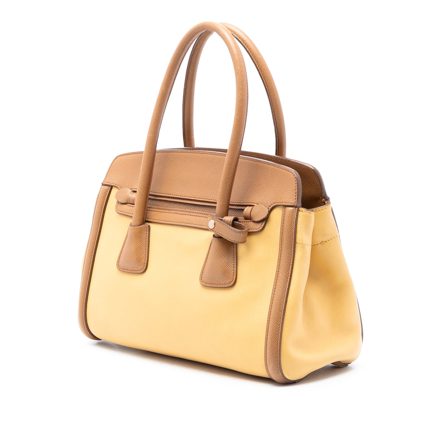 Prada Bicolor Saffiano Cuir Trimmed Leather Satchel