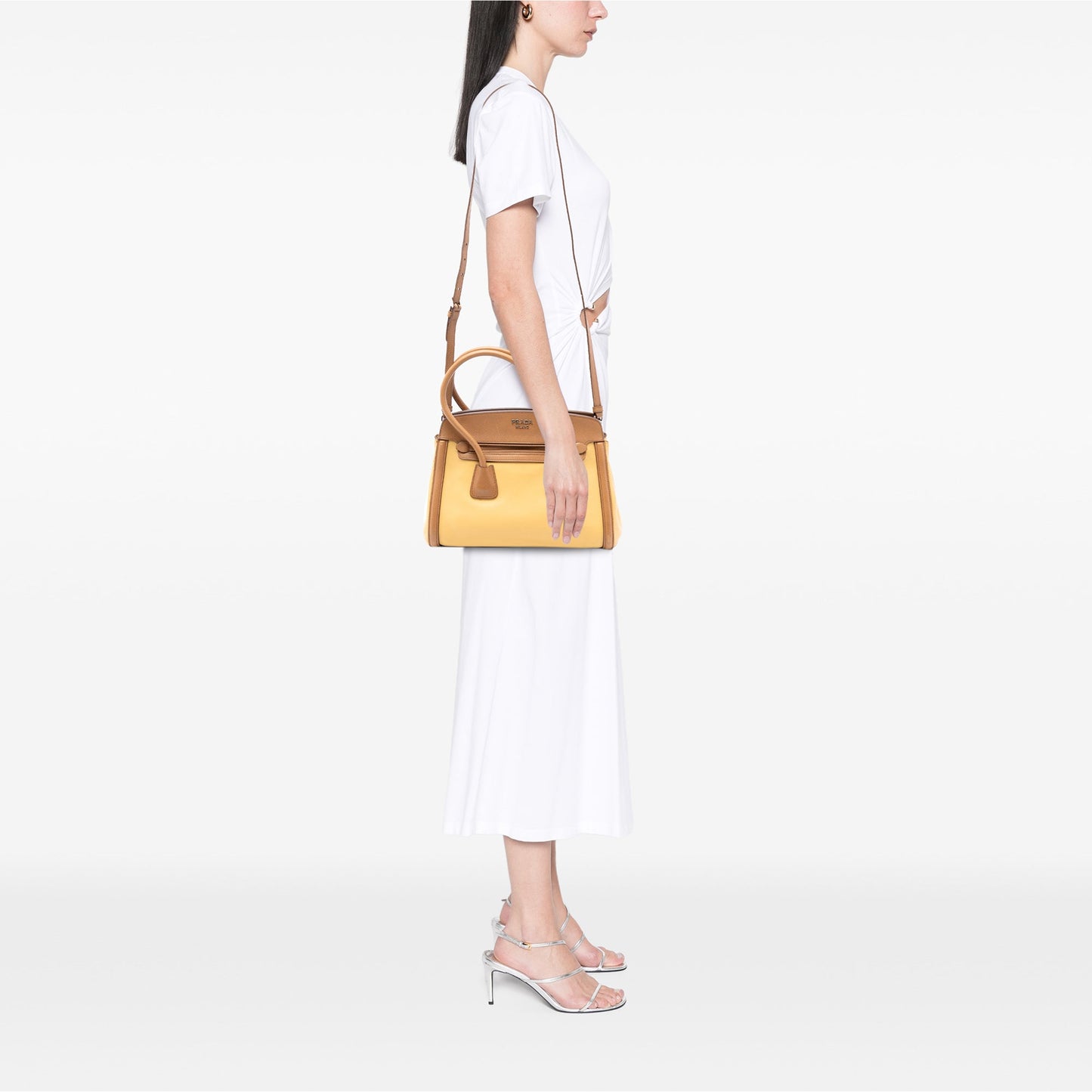 Prada Bicolor Saffiano Cuir Trimmed Leather Satchel