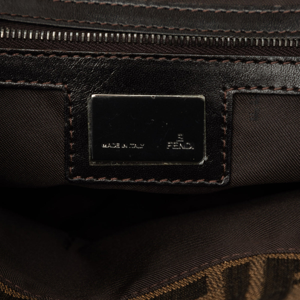 Fendi Zucca Canvas Shoulder Bag — Brown