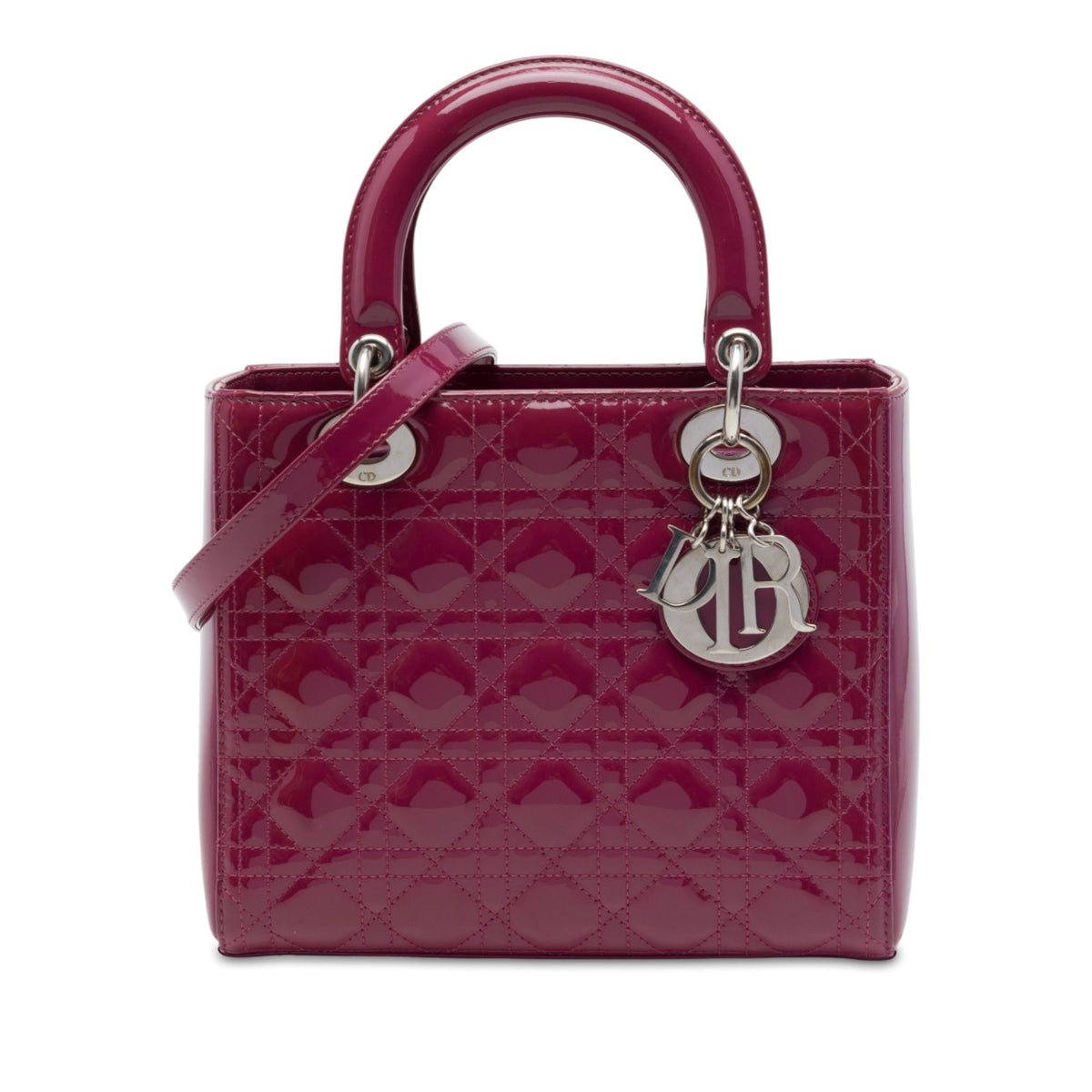 Dior Medium Patent Cannage Lady Dior — Pink