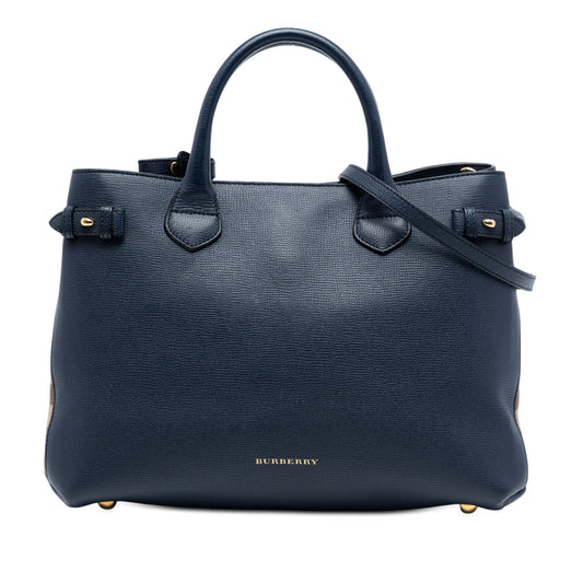 Burberry Medium Leather and House Check Banner Satchel