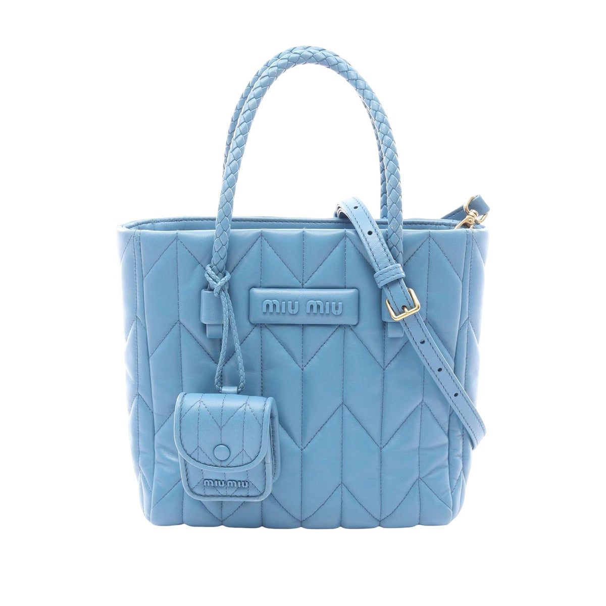Miu Miu Matelasse Nappa Satchel — Blue