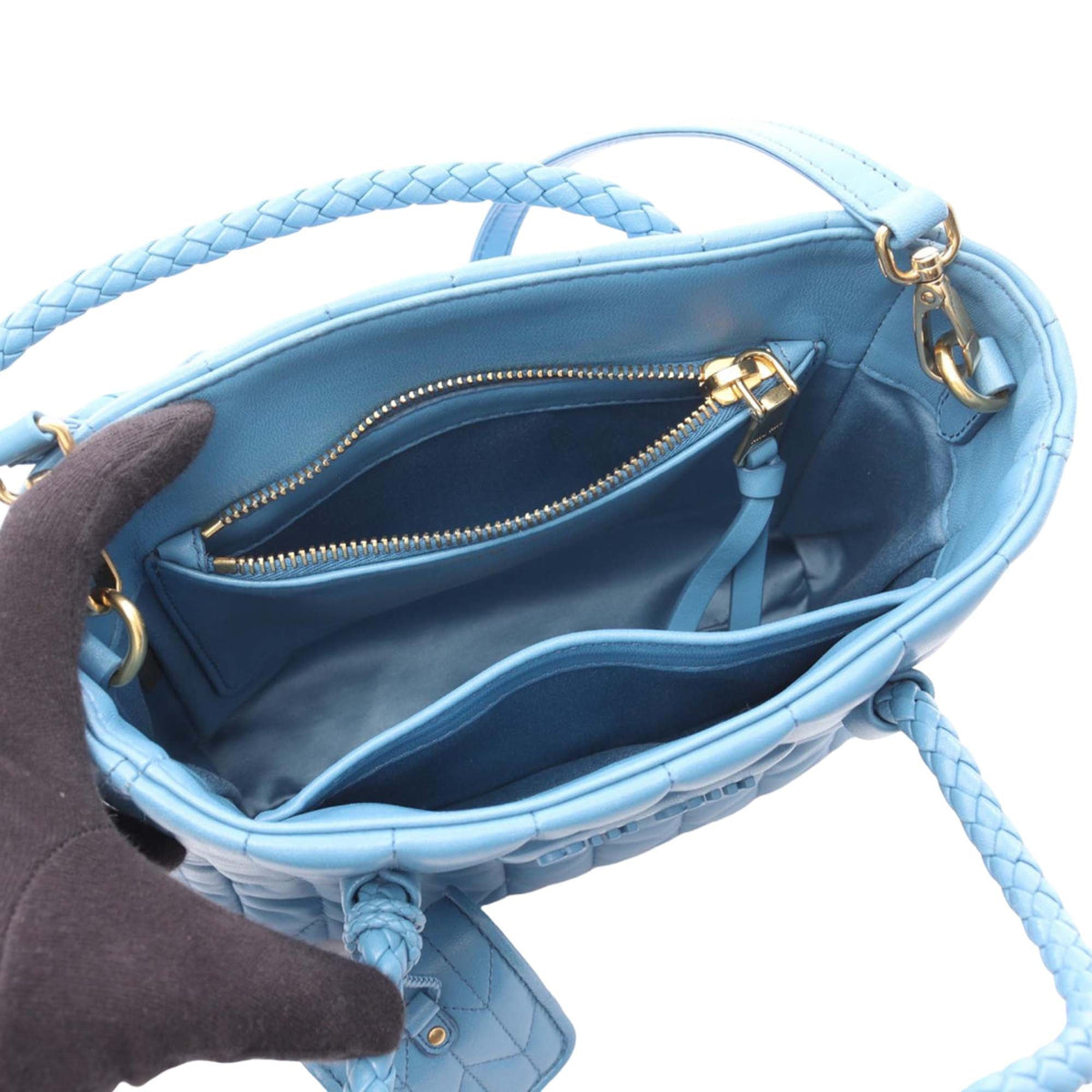 Miu Miu Matelasse Nappa Satchel — Blue