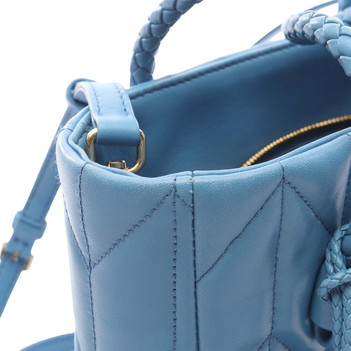 Miu Miu Matelasse Nappa Satchel — Blue