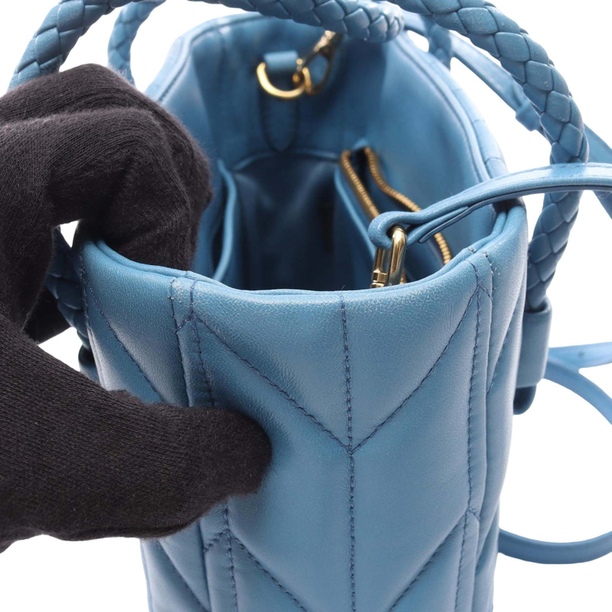 Miu Miu Matelasse Nappa Satchel — Blue