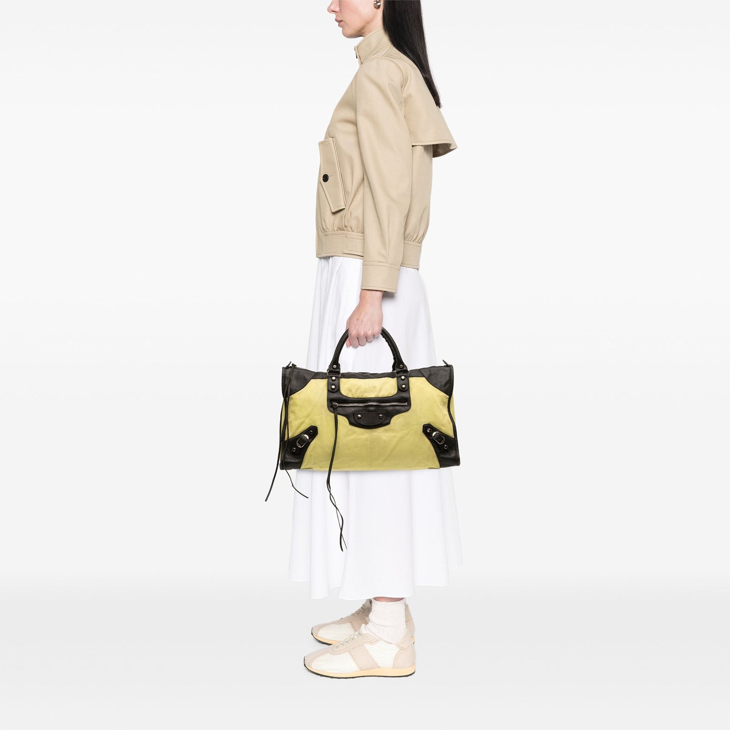 Balenciaga Canvas Lambskin Motocross Classic Work Bag