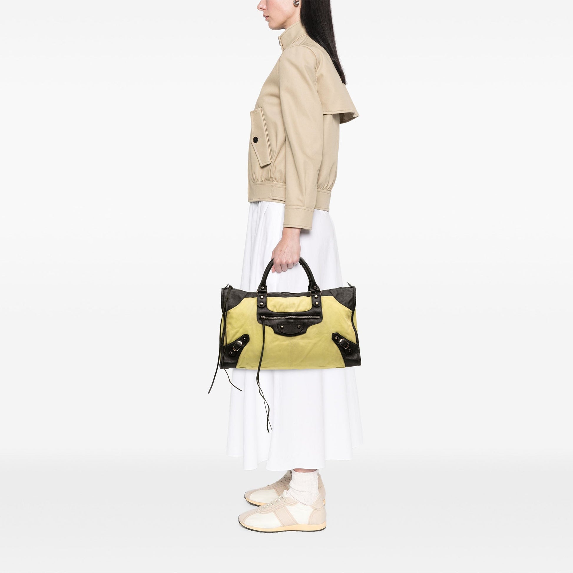 Balenciaga Canvas Lambskin Motocross Classic Work Bag