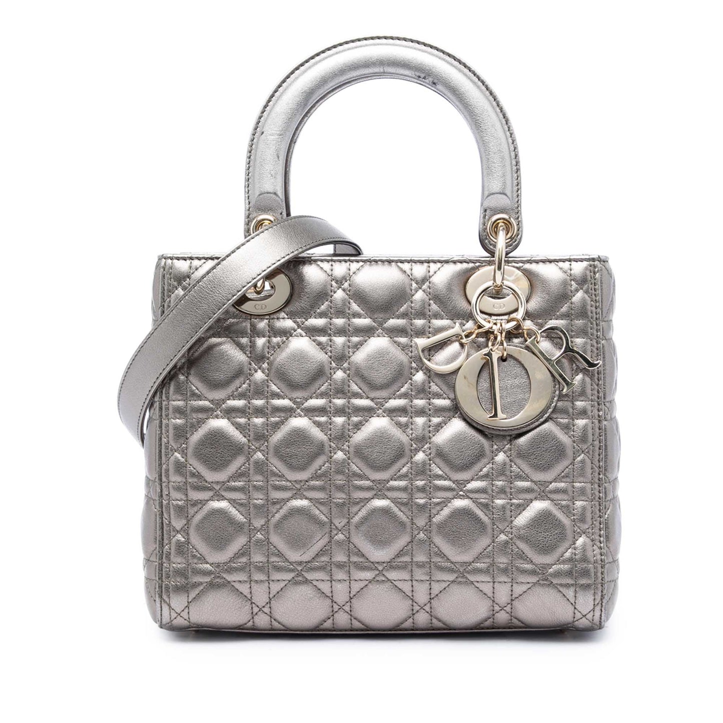 Dior Medium Metallic Lambskin Cannage Lady Dior