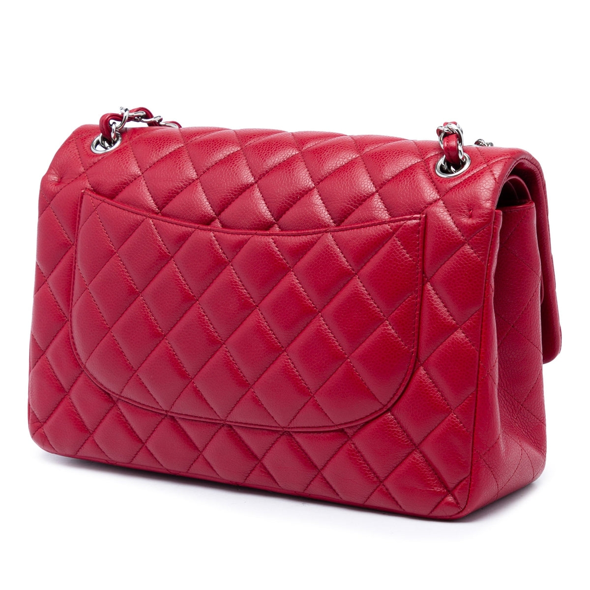 Chanel Jumbo Classic Caviar Double Flap — Red