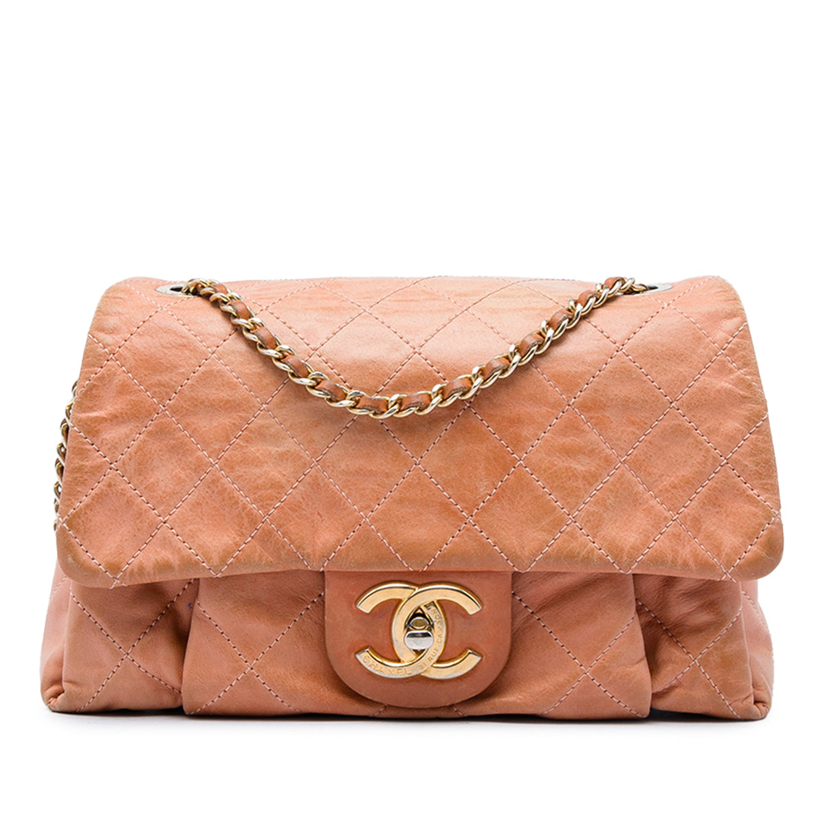 Chanel Small Quilted Iridescent Calfskin Chic Quilt Flap — Orange