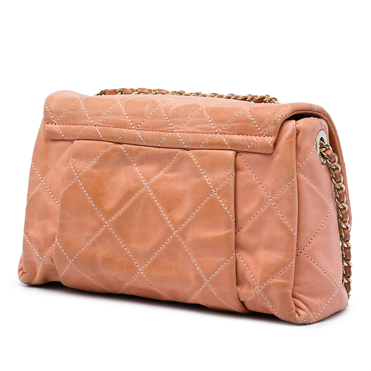 Chanel Small Quilted Iridescent Calfskin Chic Quilt Flap — Orange