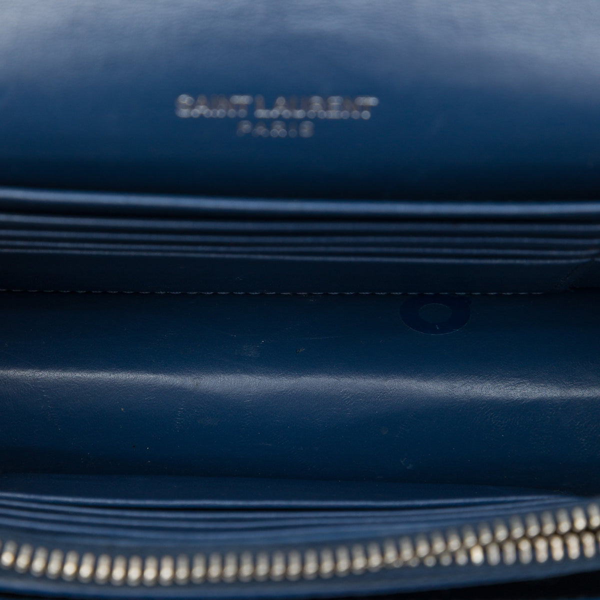 Saint Laurent Mini Croc Embossed Leather  Monogram Sunset Wallet on Chain — Blue