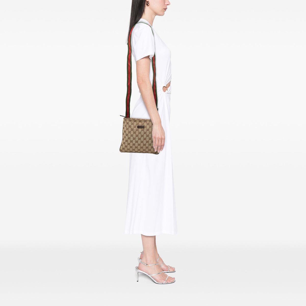 Gucci GG Canvas Web Crossbody — Beige