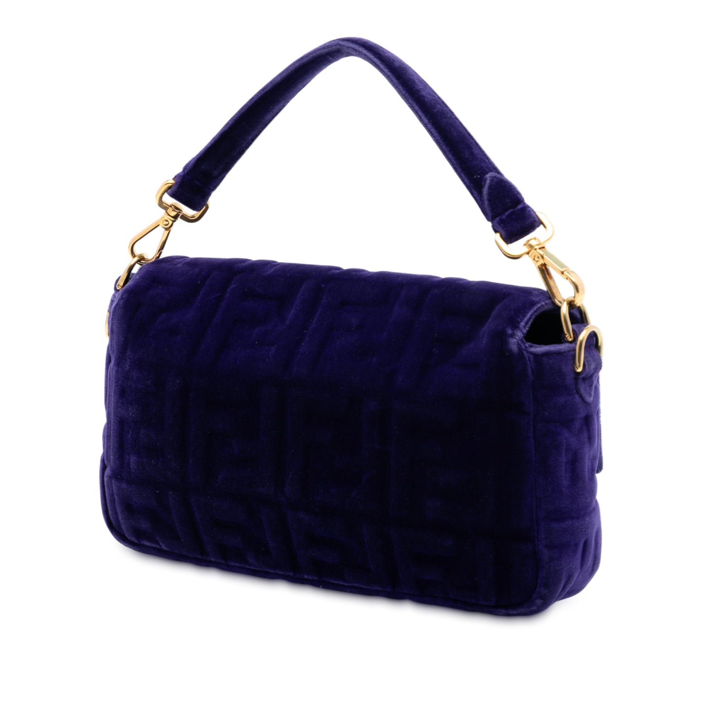 Fendi Zucca Embossed Velvet Baguette Satchel