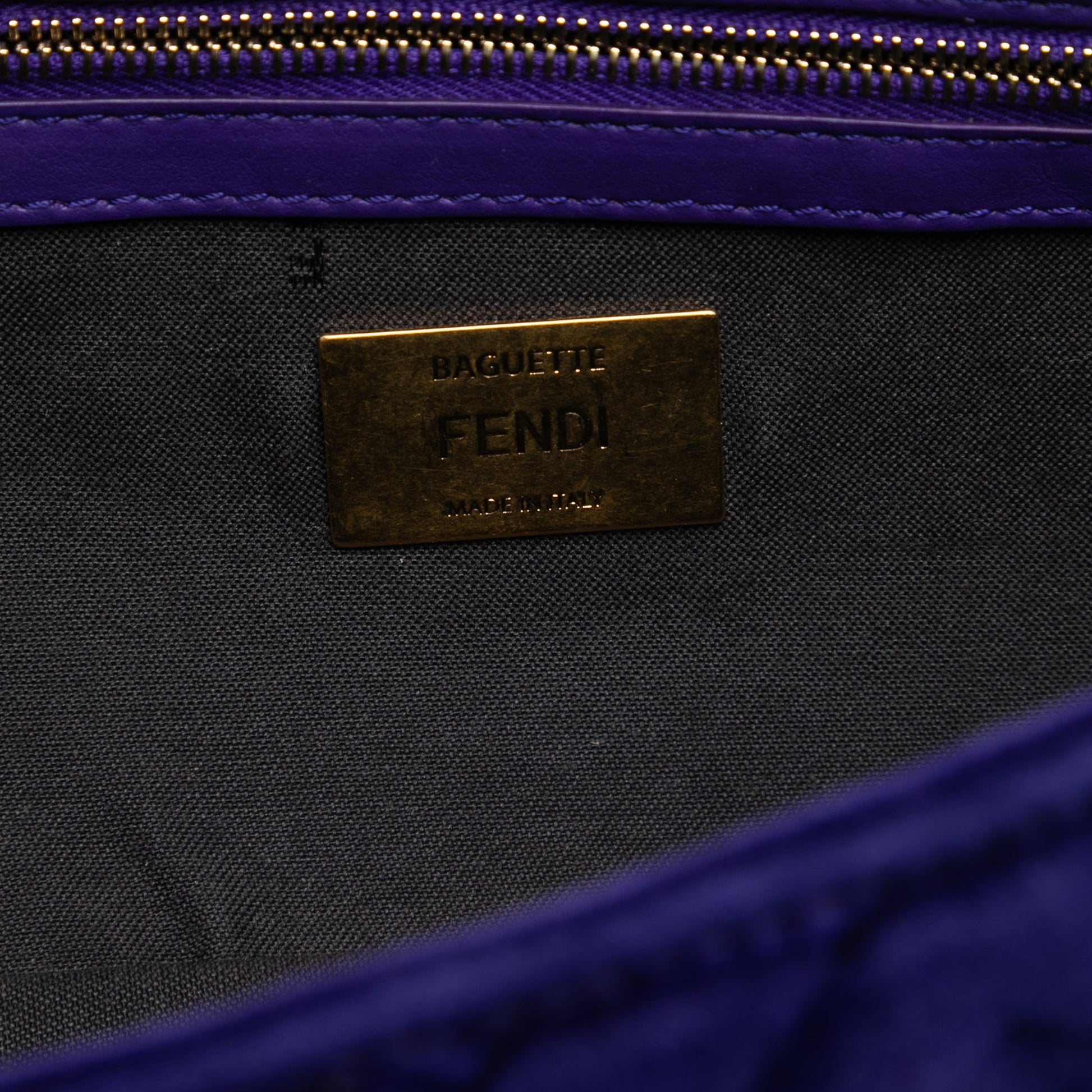 Fendi Zucca Embossed Velvet Baguette Satchel