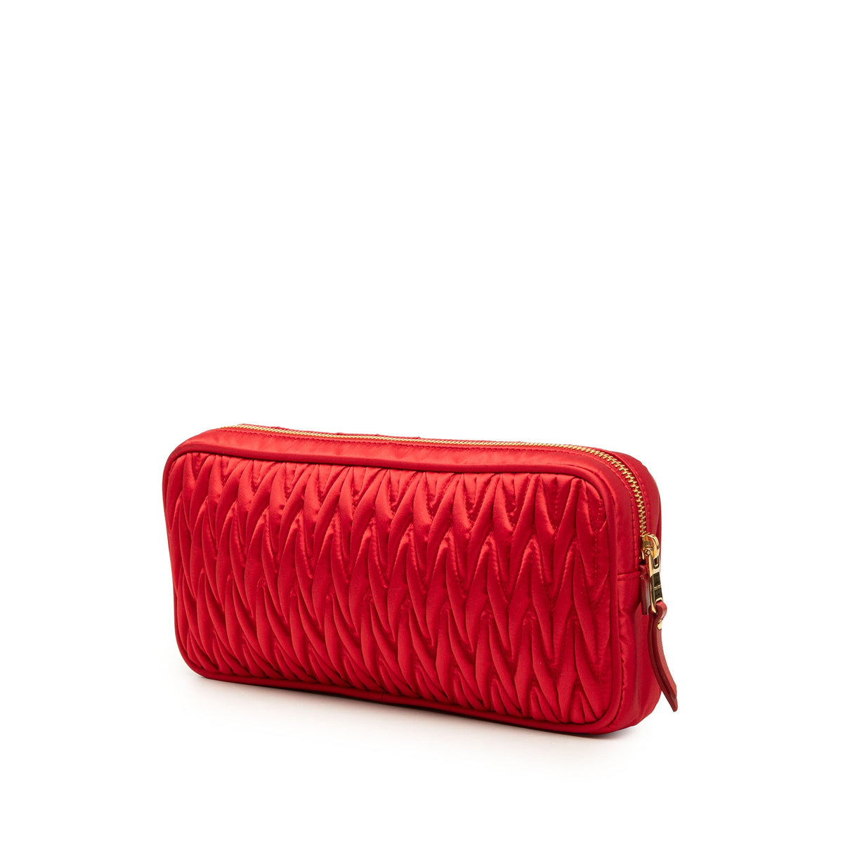 Miu Miu Matelasse Nappa Clutch — Red