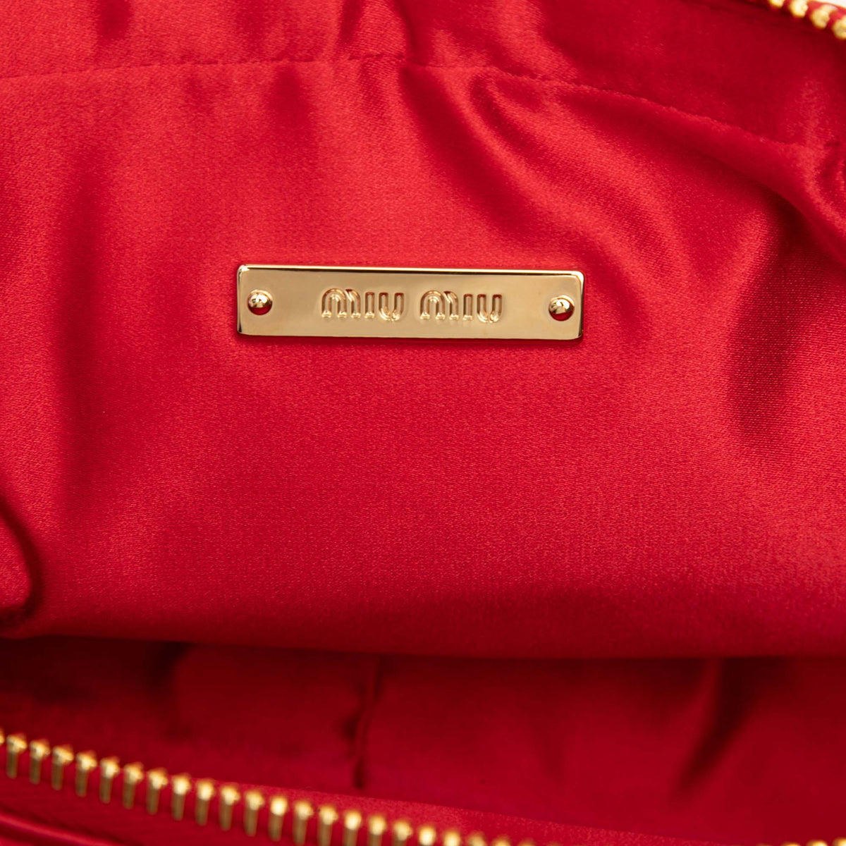 Miu Miu Matelasse Nappa Clutch — Red