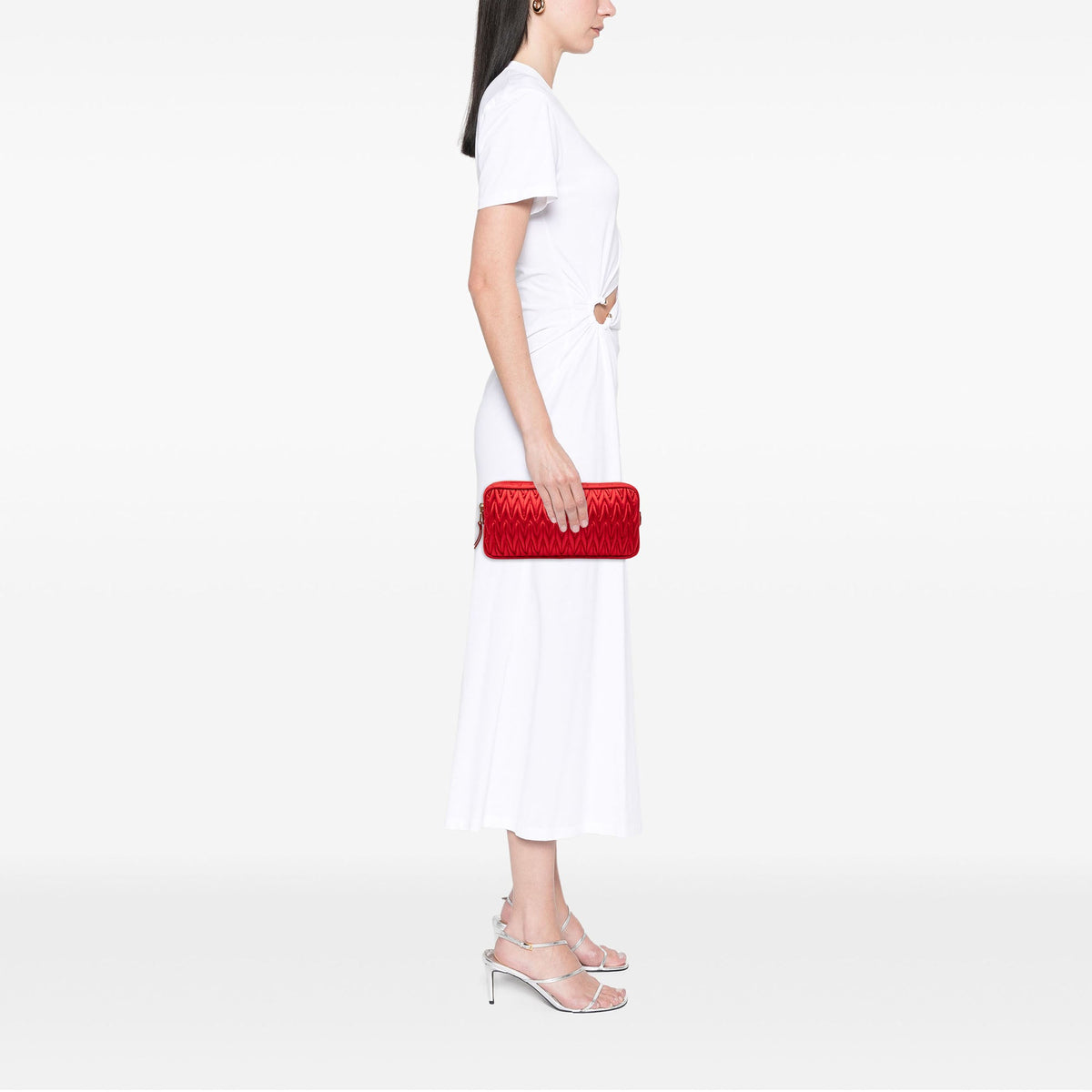 Miu Miu Matelasse Nappa Clutch — Red
