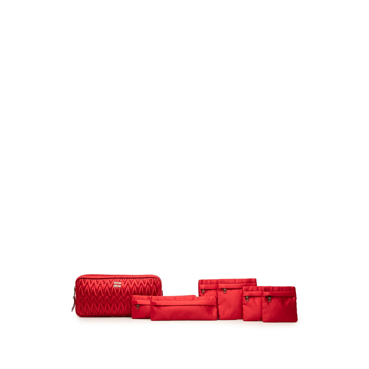 Miu Miu Matelasse Nappa Clutch — Red