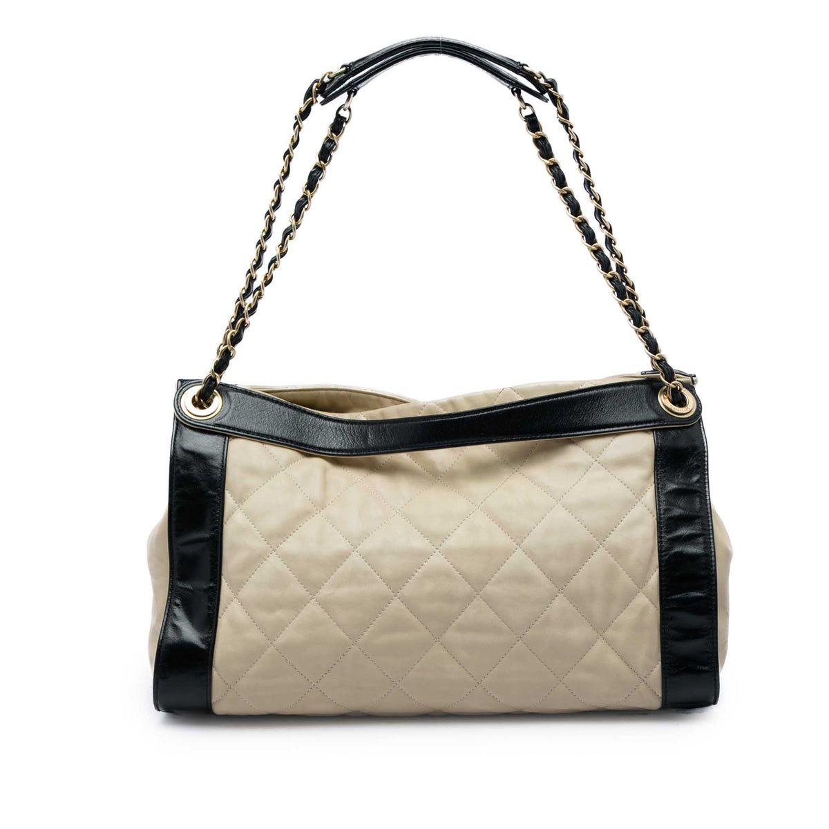 Chanel Bicolor Quilted Lambskin In The Mix Tote — Beige