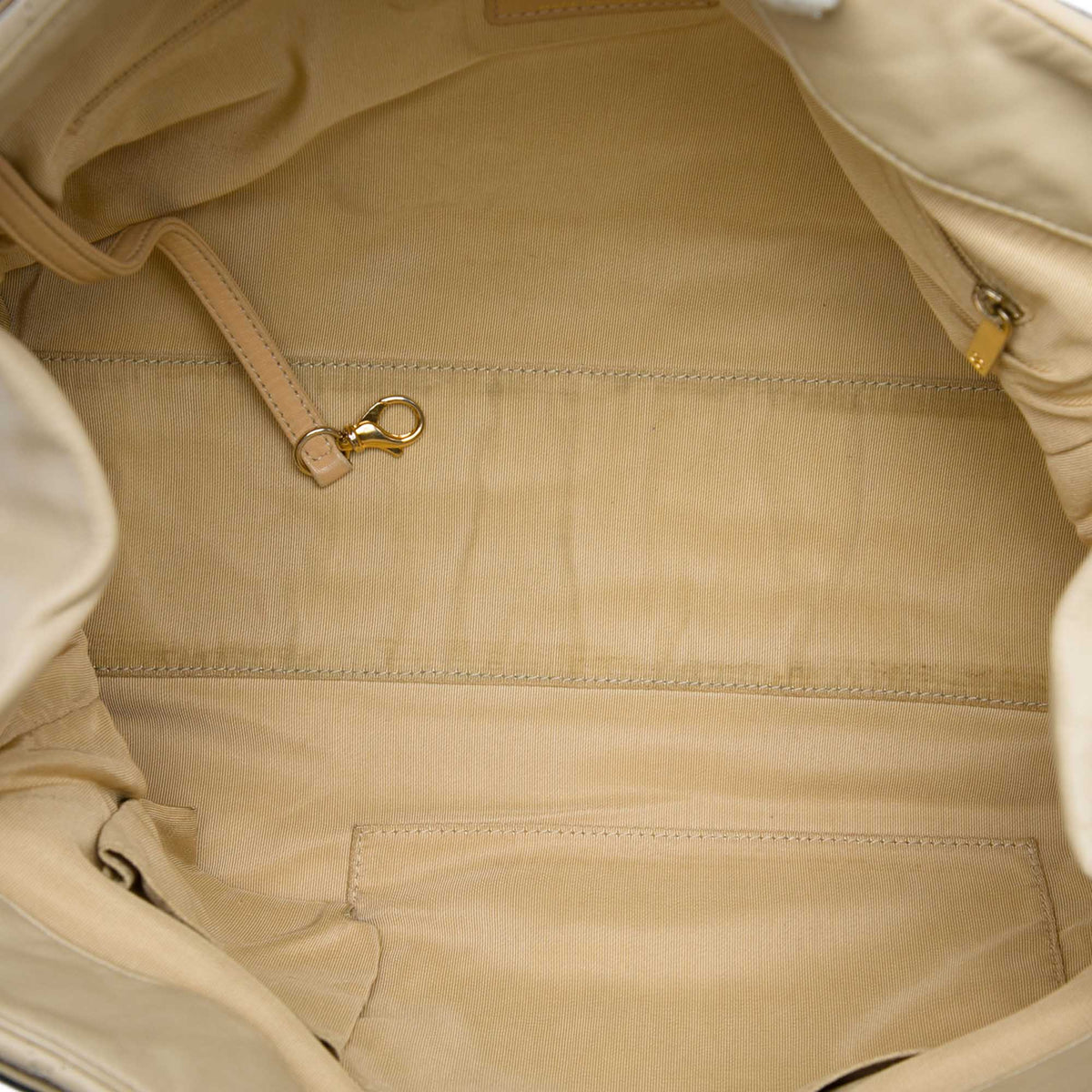 Chanel Bicolor Quilted Lambskin In The Mix Tote — Beige
