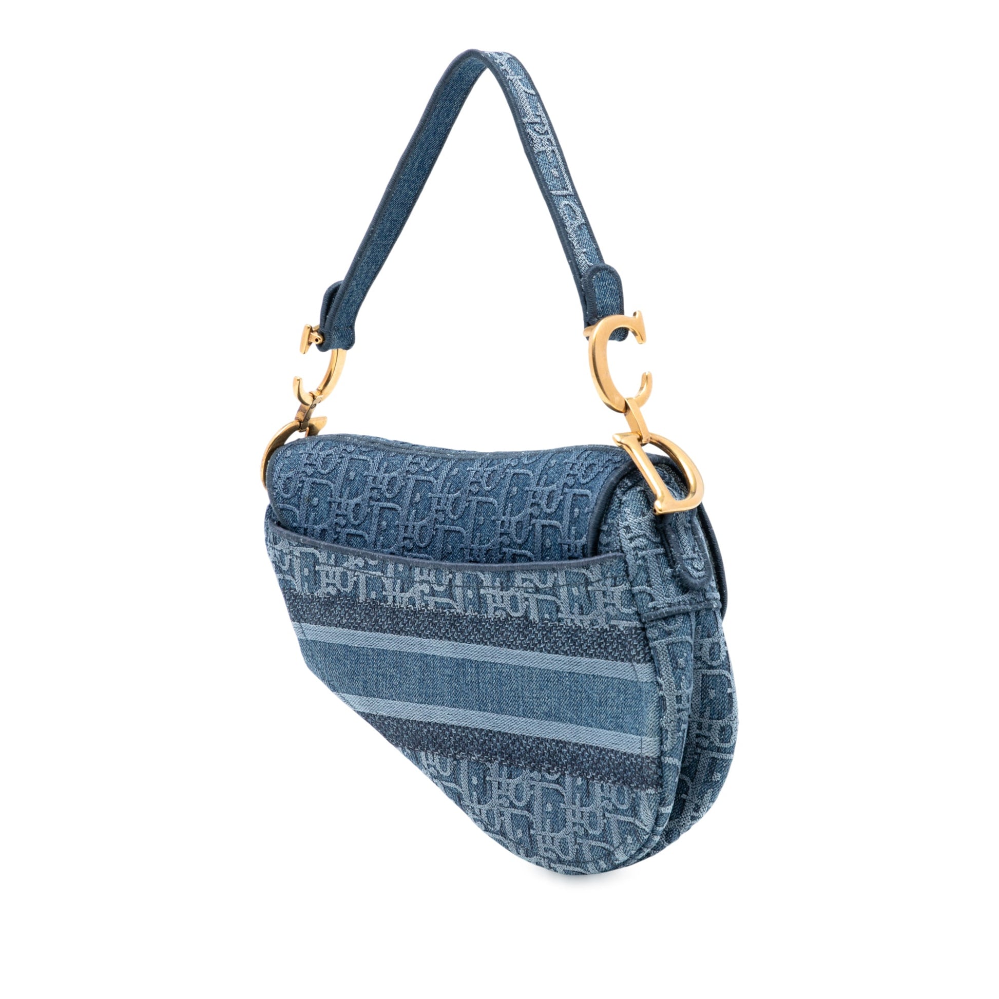 Dior Oblique Embroidered Denim Saddle Bag